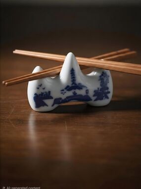Antique Teagas porcelain brush or pen holder blue flow . Used also to hold chops